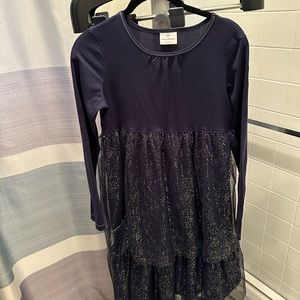 Hanna Andersson navy and gold sparkle tulle dress